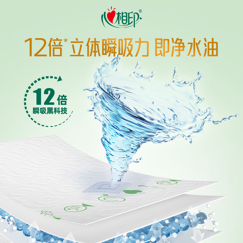心相印绒立方厨房卷纸85节单粒装12倍立体瞬吸TKT1085(单卷)高清大图