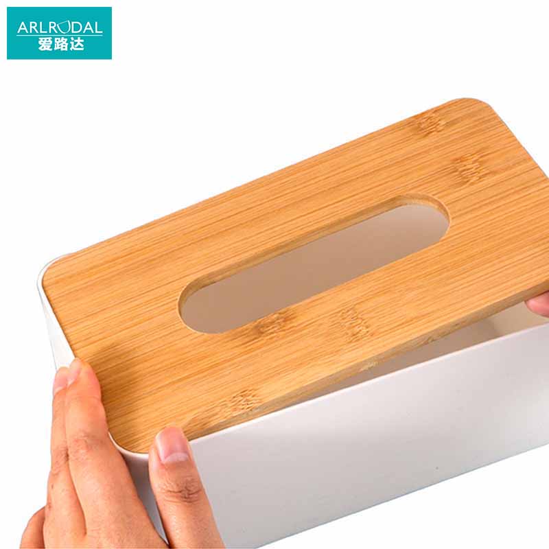 爱路达 收纳盒纸巾盒抽纸盒中号18*12*9.5cm楠竹盖/个高清大图