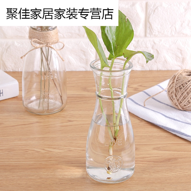 家柏饰(CORATED)透明玻璃瓶水培植物容器绿萝养花花瓶干花插花客厅装饰小清新花盆高清大图
