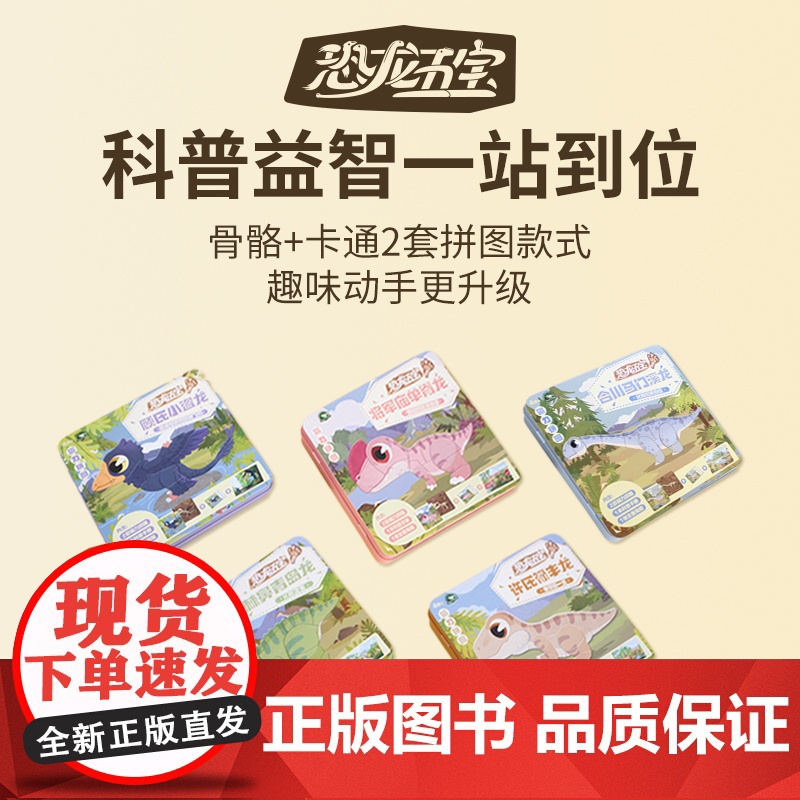 恐龙五宝铁盒磁吸拼图高清大图