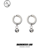 JiMi黑梦实验室原创设计后朋克简约钢珠吊坠耳饰耳J 银色耳骨夹一对