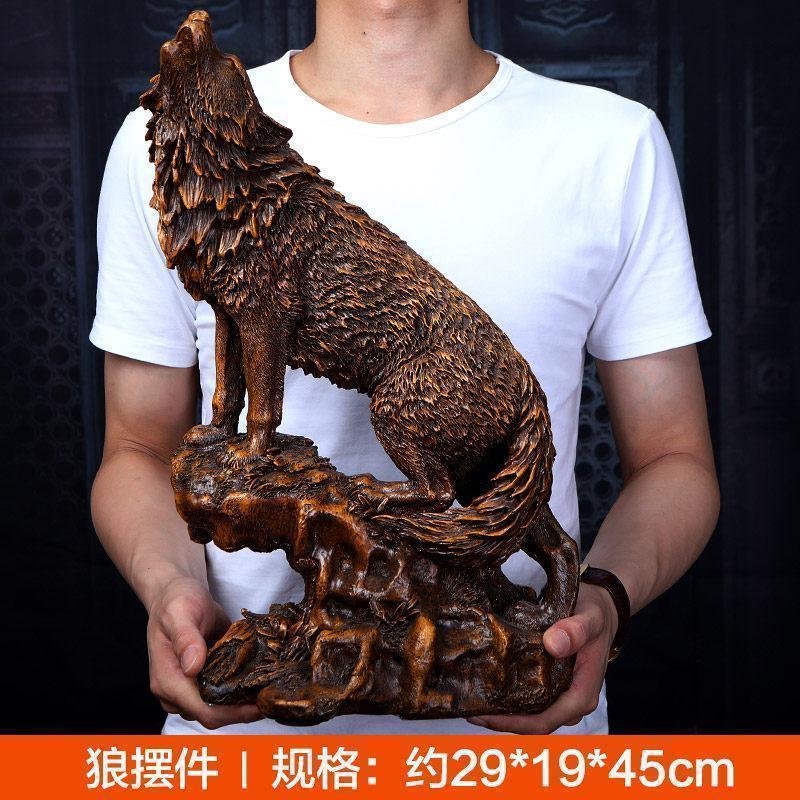 美帮汇狼摆件仿真动物新中式书房办公室办公桌装饰工艺品送领导商务礼品高清大图