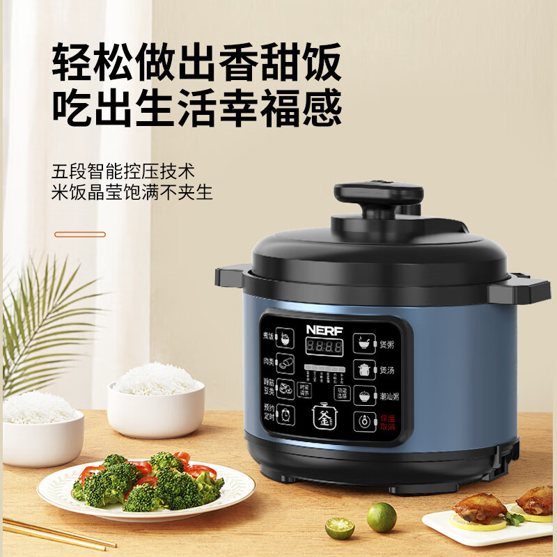 拉尔弗(Nerf) 5L大容量电压力锅 AX50-9029A 蓝色高清大图