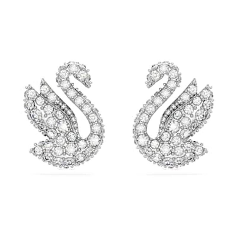 施华洛世奇(SWAROVSKI)天鹅造型施华洛世奇白水晶耳钉日常百搭配