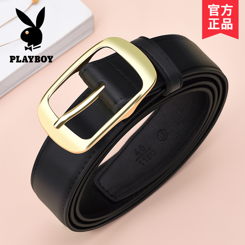 花花公子皮带女款配牛仔裤真皮时尚百搭连衣裙细腰带针扣女高级搭高清大图