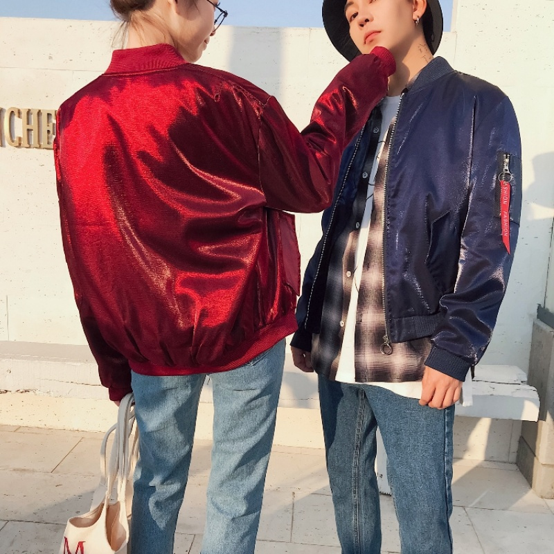 4色2018春季新品型师个性时尚棒球服百搭潮男款个性绒情侣夹克