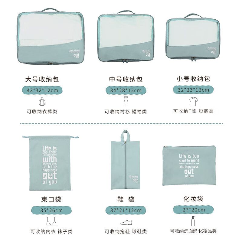 艾逸瑶选 逸出行轻羽旅行收纳六件套SN-1809-6高清大图