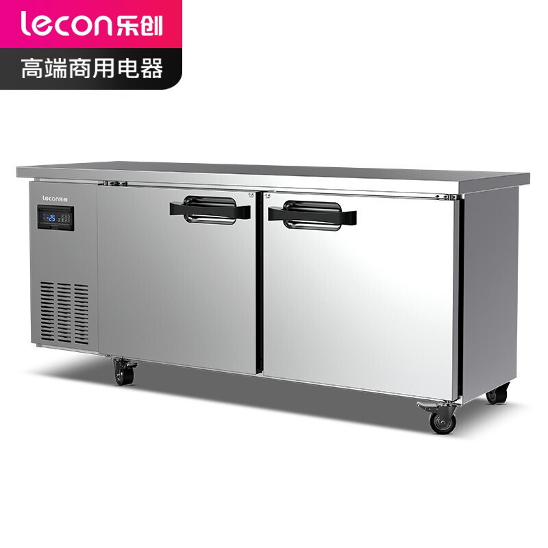 乐创(lecon)冷藏工作台保鲜操作台冰柜 卧式冰柜厨房高端风冷冰箱1.8*0.6米全冷冻 KU1880-F