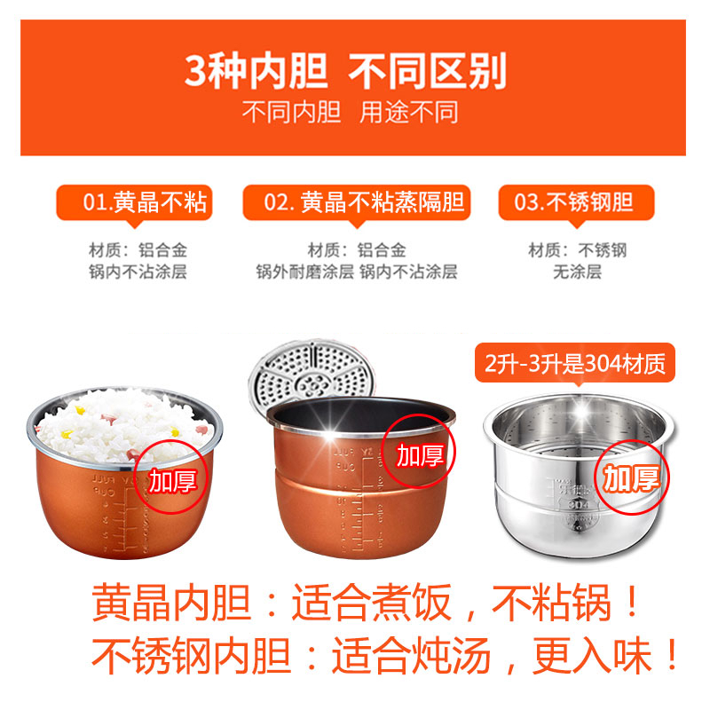 智能电高压锅黄金蛋家用全自动2人3l4升5双胆6升大容量电压力锅饭煲 3升304不锈钢单胆