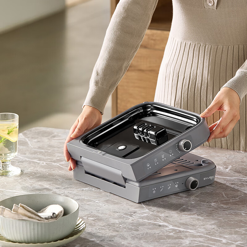 小熊(Bear)电火锅分区控温鸳鸯锅火锅专用锅叠叠锅分体多功能锅 DHG-E80H5-P01高清大图