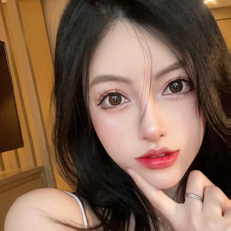apicaleyes美瞳冰山咖咖色棕色年抛大直径韩国混血亮眼隐形眼镜2片
