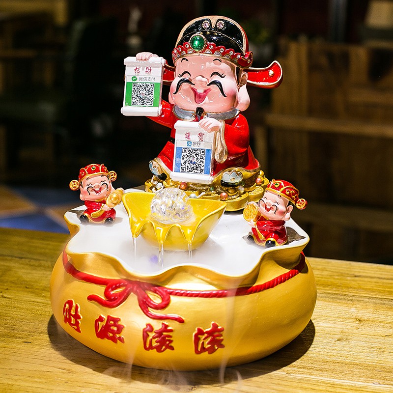 猫摆件收银台发财猫二维码创意送人新店店铺开店送礼开业礼品 三维工匠 第一桶金-二维码财神爷(小)猫高清大图