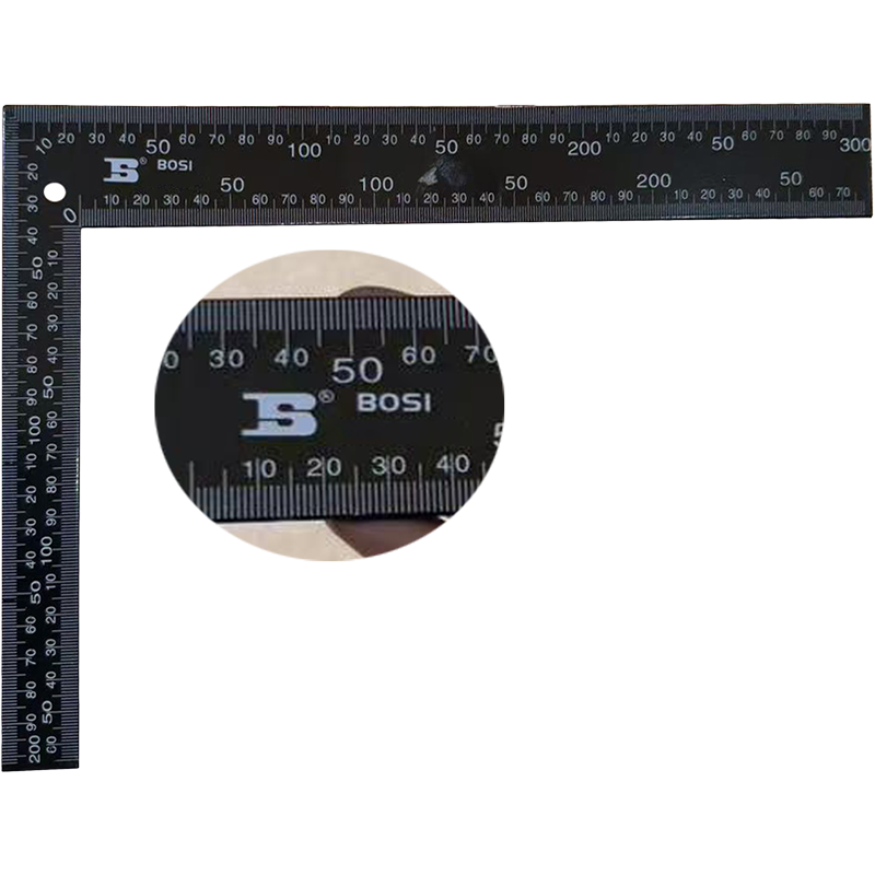 波斯(BOSI) 荧光系列发黑钢拐尺 20×30cm 把高清大图