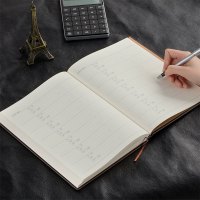 得力(deli) 3185-16K-160页 加厚商务皮面本办公用品 商务办公笔记本(黑色) 5本装