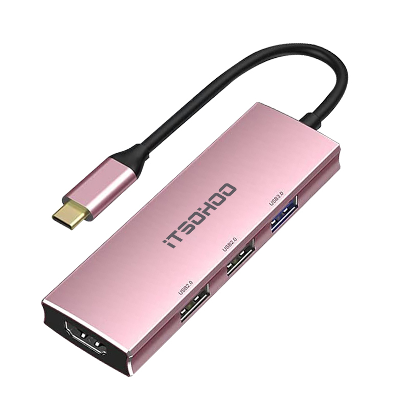 iTSOHOO分线器Type-C扩展坞USB-C转HDMI转换器4K投屏3.0HUB 适用苹果MacBook华为小米