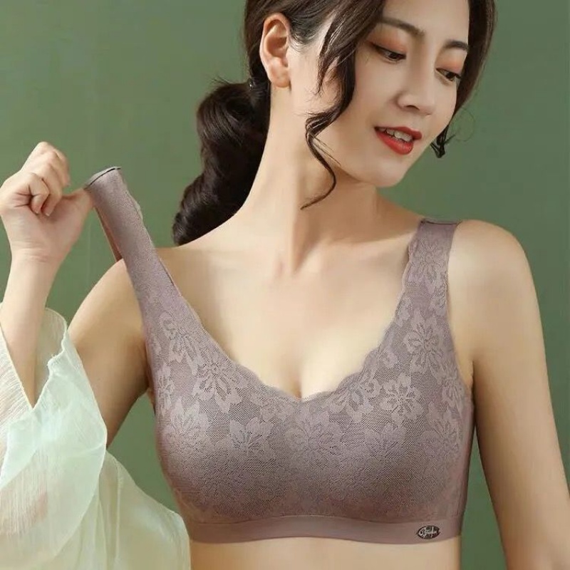 内衣女无钢圈美背小胸聚拢收副乳薄款运动背心式文胸 单件：咖啡 L码75BCD/80ABC