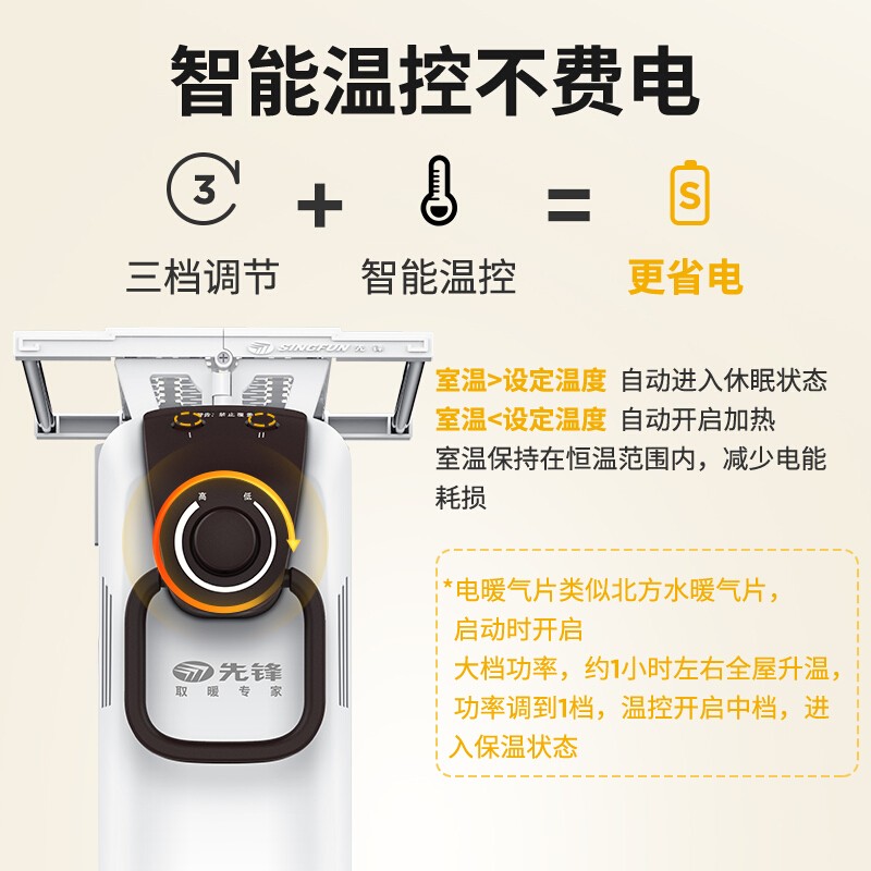 先锋(SINGFUN)取暖器 DYT-SS2 蜂窝快热型片体 13片 2200W功率 全屋立体升温 家用 电热油汀高清大图
