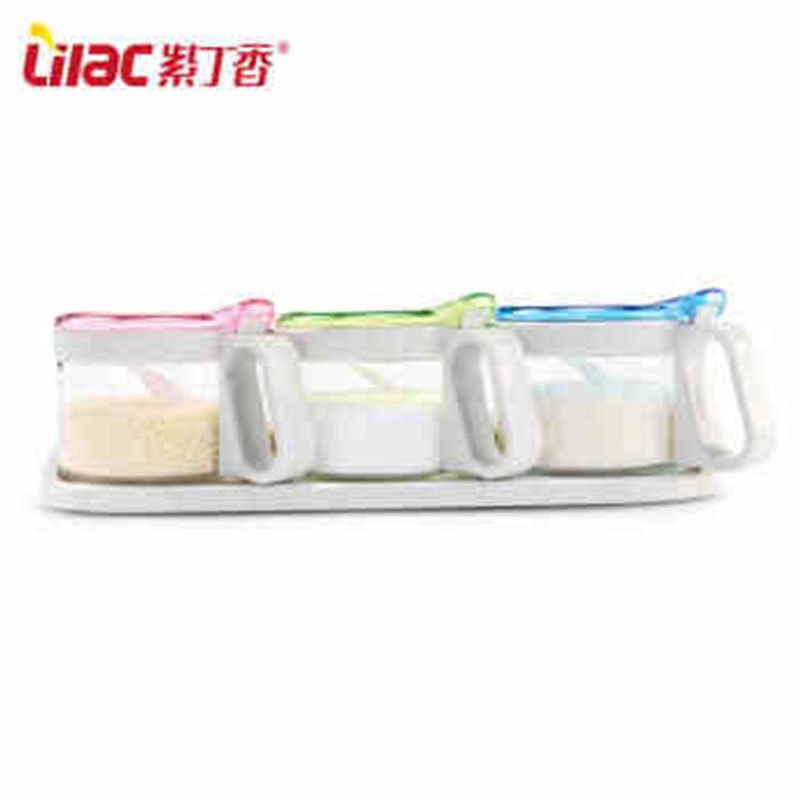 紫丁香 调料盒玻璃 调味罐套装厨房用品调料瓶罐调味盒创意盐糖罐（JA330）