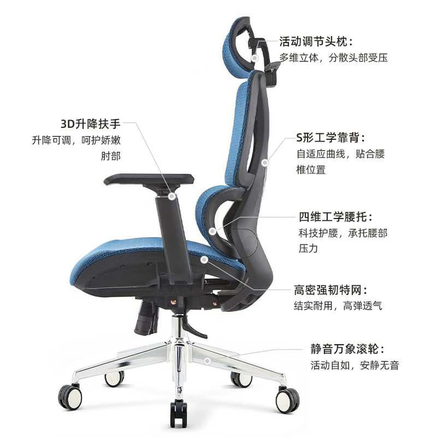 金虎(XIN JIN HU)办公椅人体工学椅电脑椅书房办公椅 升降转椅高清大图