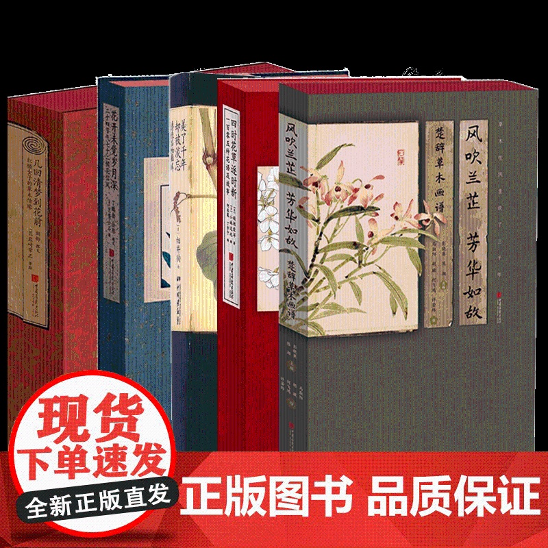 全5册名物图谱系列书 楚辞草木画谱+美了千年却被淡忘+花开未觉岁月深:二十四节气七十二候花信风+几回清梦到花前+四时花草高清大图