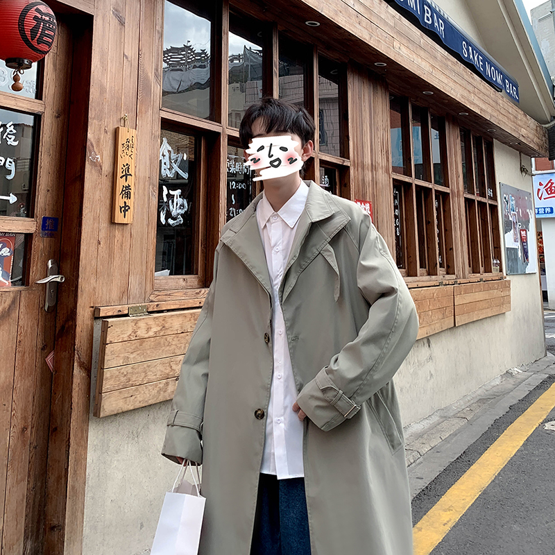 值得男装2020季潮牌外套男宽松休闲百搭男士夹克青年潮流英伦风衣男_935 绿色 L
