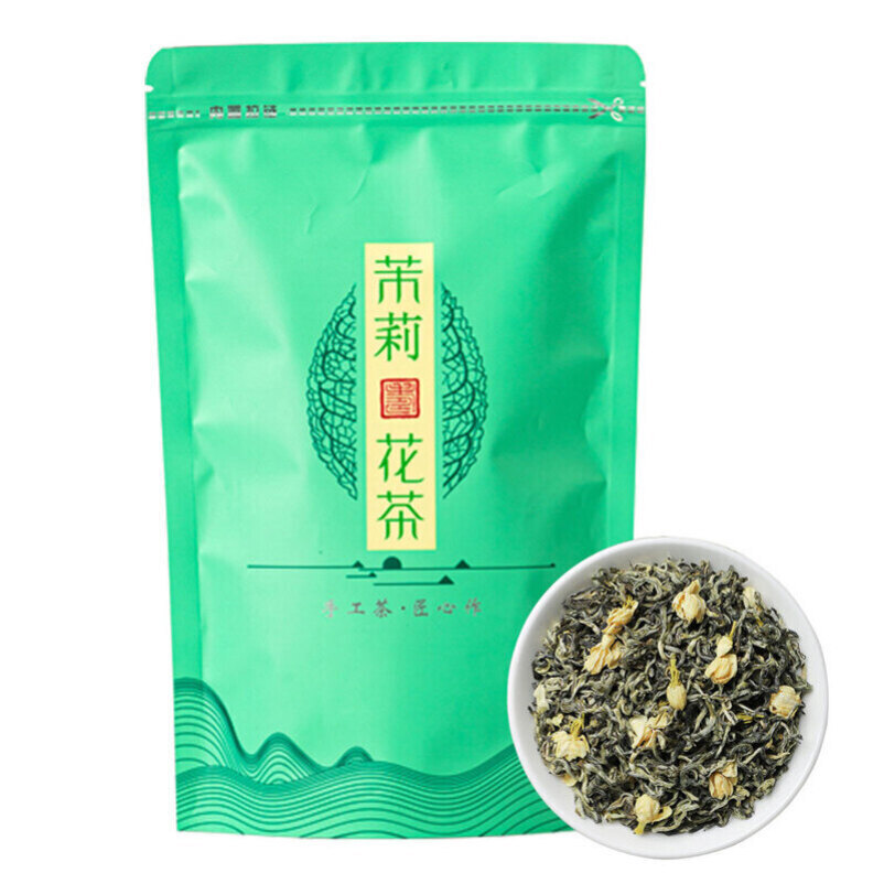 痴福茉莉曲毫飘雪茉莉花茶新茶浓香型花茶飘雪1袋装250g高清大图