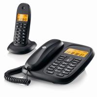 摩托罗拉(Motorola)数字无绳电话机 无线座机 子母机一拖一 办公家用 大屏幕 双清晰免提套装CL101C(黑色)