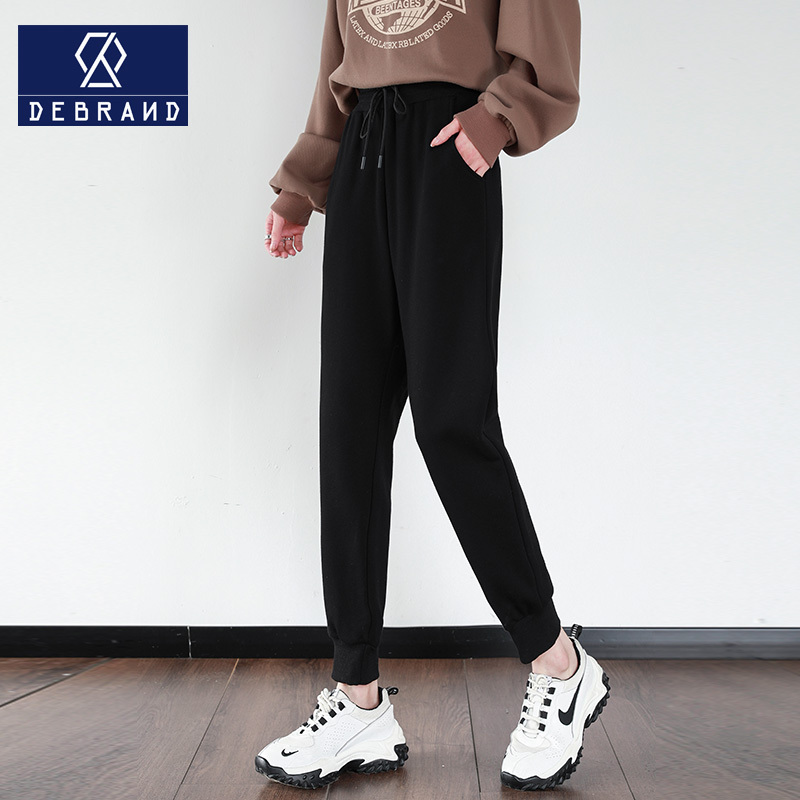 DEBRAND休闲裤女春季新款束脚裤宽松时尚卫裤学生潮ins运动裤子