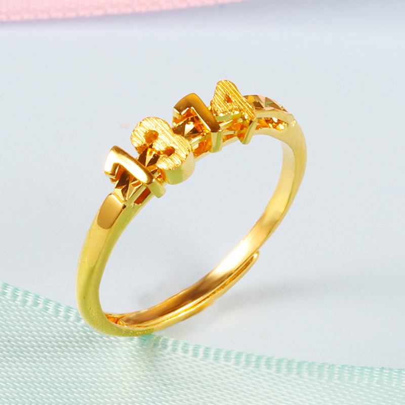 黄金码头5G足金1314可滑动戒指999黄金手饰纪念表白送爱人女友