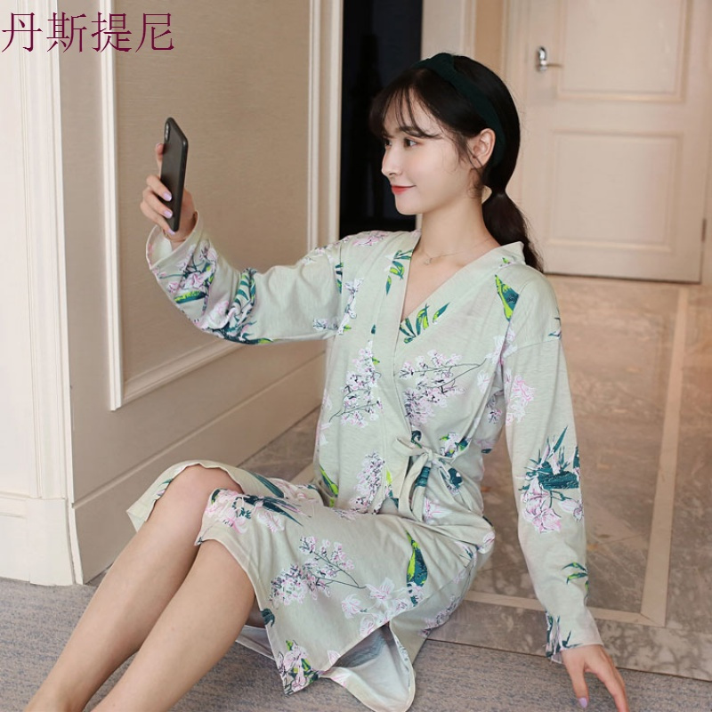 日式和服睡袍女春秋睡裙少女夏季甜美可爱家居服短袖纯棉薄款睡衣