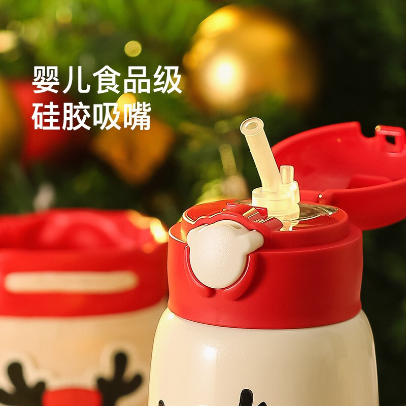 韩国杯具熊圣诞款抱抱熊BEDDYBEAR正品儿童保温杯带吸管两用水壶男女学生婴儿便携水杯子530ml高清大图