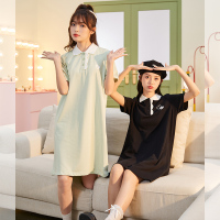 [2.5折价70元]唐狮裙子女夏季Polo连衣裙女小个子黑色休闲连衣裙女夏质感高级ys