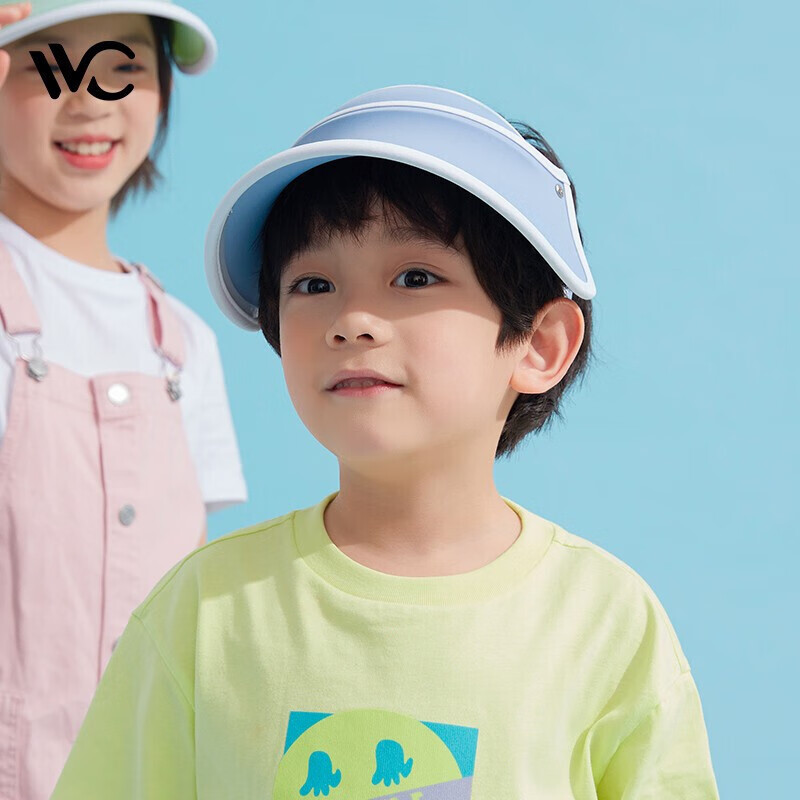 VVC儿童防晒帽夏季男女童太阳帽遮脸防紫外线大檐遮阳帽子 冰激凌版 日光橙高清大图