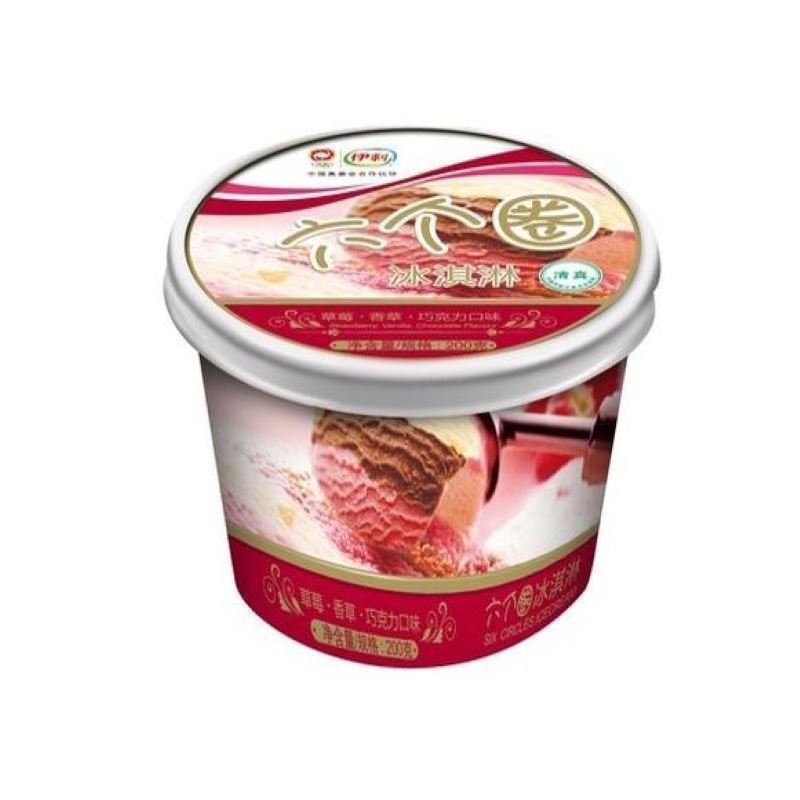 伊利六个圈（草莓香草巧克力味）冰淇淋200g