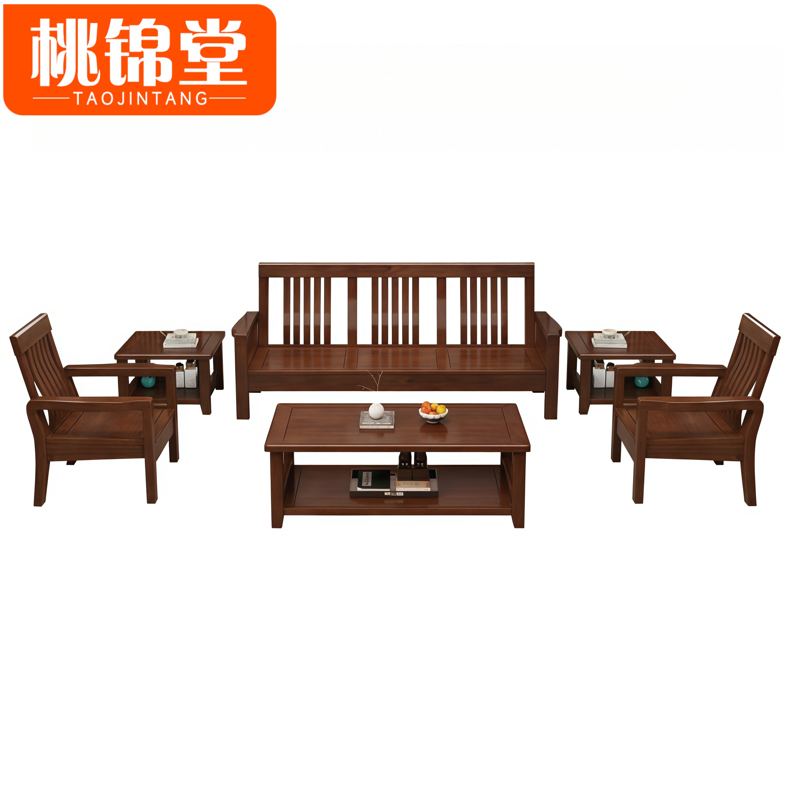 桃锦堂/沙发 木沙发六件套 套