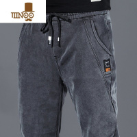 YANXU松紧腰牛仔裤男士弹力哈伦2023年青年新款宽松百搭休闲九分裤 2XL建议135-150斤 K433灰色