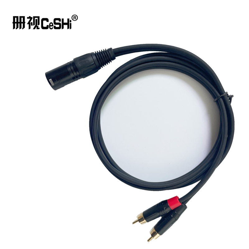册视卡侬公转双莲花音频线XLR对2RCA公插头镀金一分二15米条高清大图