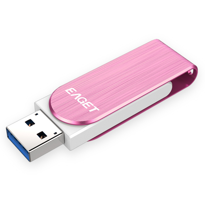 忆捷(EAGET)F50 USB3.0高速情侣金属U盘16G 360度旋转款粉色
