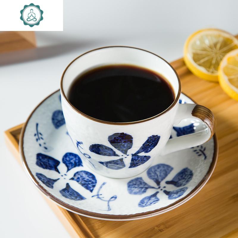 手冲咖啡壶套装 日式手绘陶瓷滤杯 滴漏式冲咖啡壶杯器具 封后 蓝腾花咖啡杯