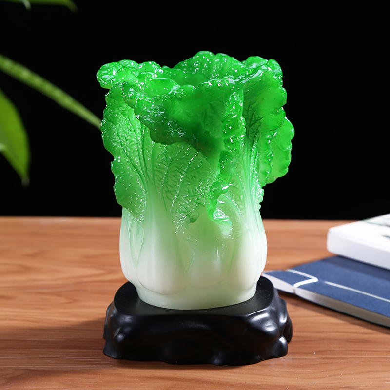 家柏饰(CORATED)玉白菜笔筒摆件 酒柜客厅办公室创意家居装饰品高清大图