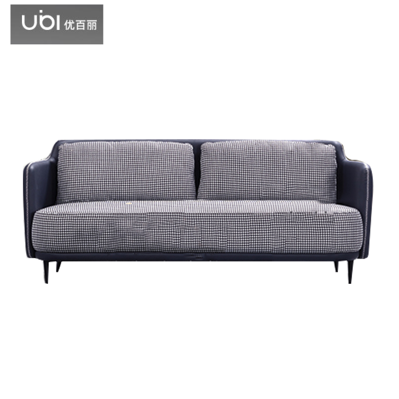 优百丽 DG-199 办公室沙发 办公家具 会客接待 现代简约家具 颜色尺寸可定制 三人位（蓝色西皮+绒布）