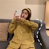 波迷娜(BOMINA)格子睡衣套装女秋长袖韩版清新学生冬季款服可外穿两件套