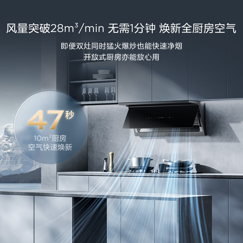 美的(Midea)蒸汽洗2.0小西梅吸油烟机28量超薄顶侧一体MAX双风道侧吸自清洁CXW-140-AK11高清大图