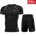 健身服男套装健身房跑步运动体能训练服紧身衣衣男 两件套：精英款 3XL码（180-200斤）