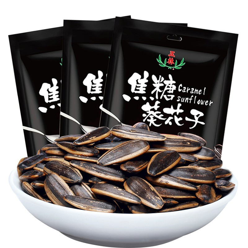正林瓜子焦糖味瓜子160g袋装零食炒货大颗粒葵花籽