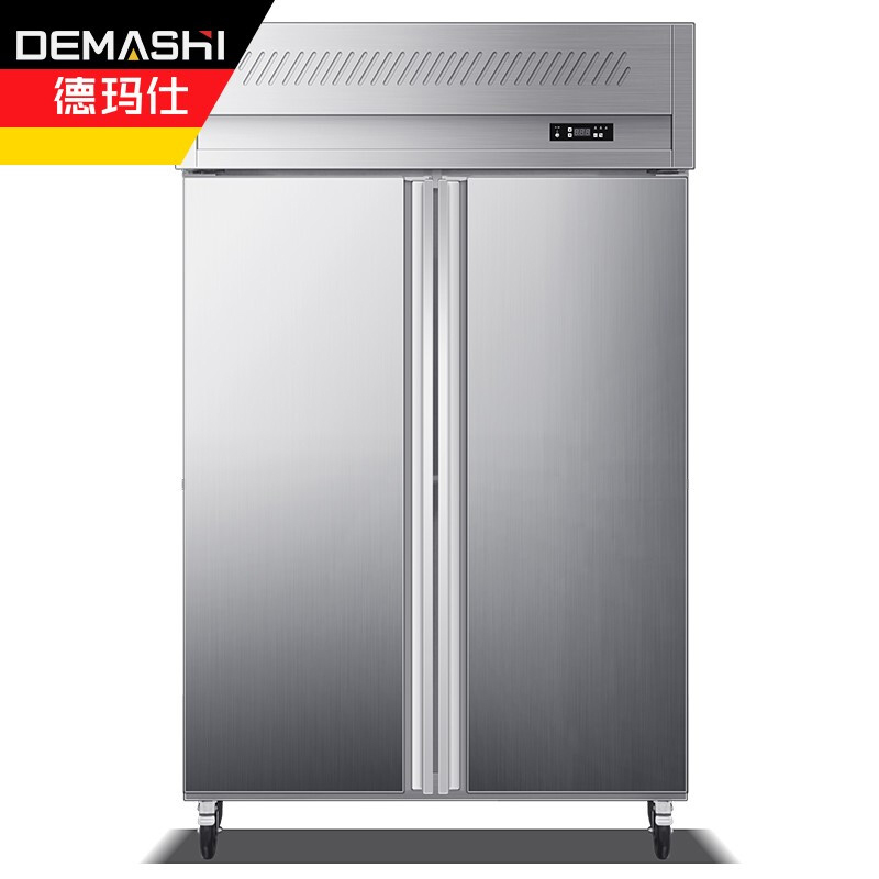 德玛仕(DEMASHI)商用双开门冰柜 立式冷冻 不锈钢冰箱冷柜厨房髙身雪柜LD1.0L2W 风冷款全冷冻