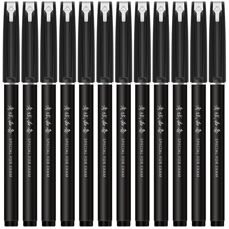得力S106考试用中性笔 全针管炭黑色0.5mm 签字笔 12支/盒