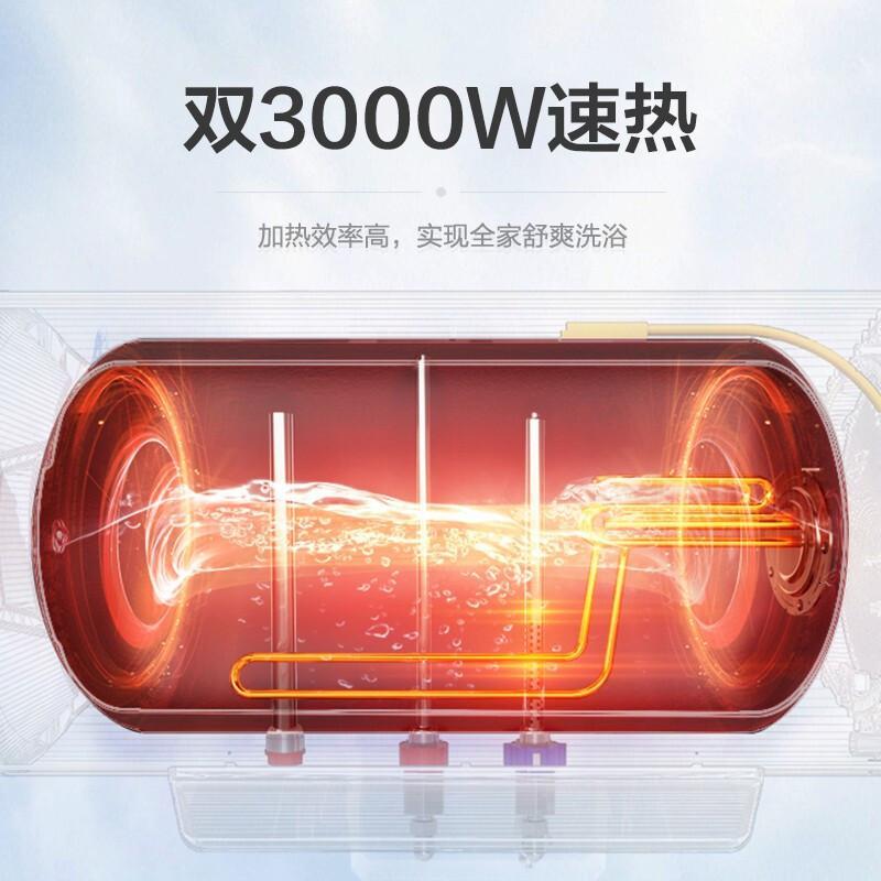 海尔(Haier)60升家用电热水器 双3KW速热金刚无缝胆 阻垢抑菌40度恒温wifi智控EC6003-JT