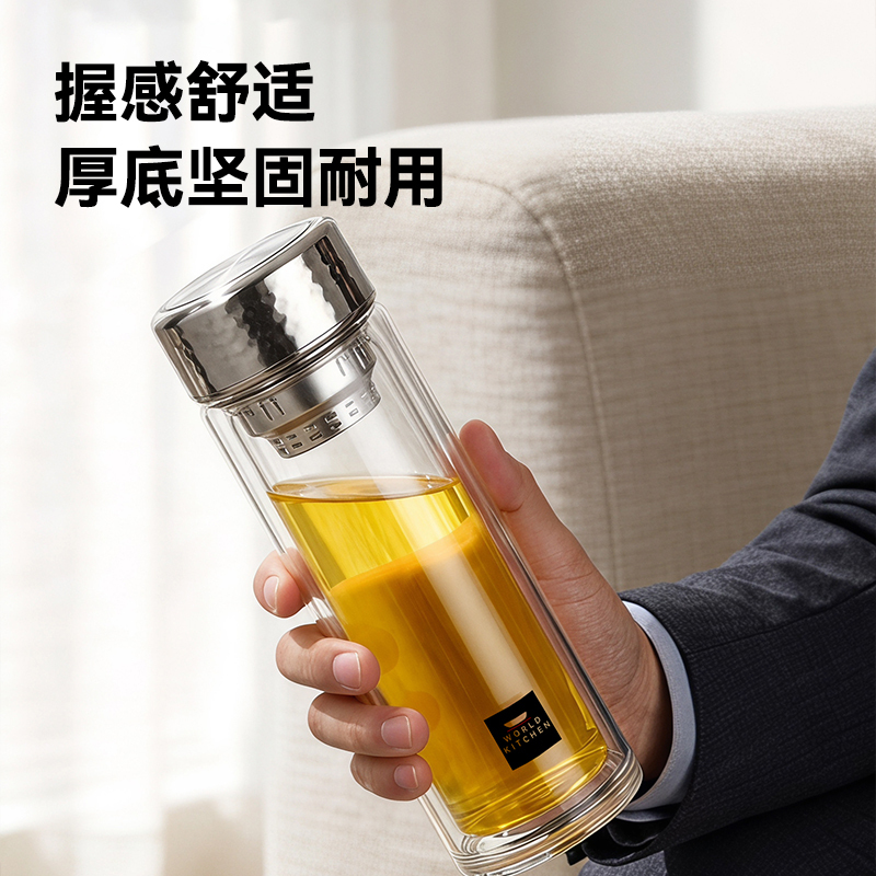 CORELLE康宁锤纹盖玻璃杯 330ml WK-BH33P77C-JY/KZ高清大图