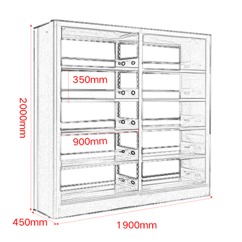 鑫金虎 钢制书架学校图书馆书店书籍室阅览室双面书架资料架一列二组 五层